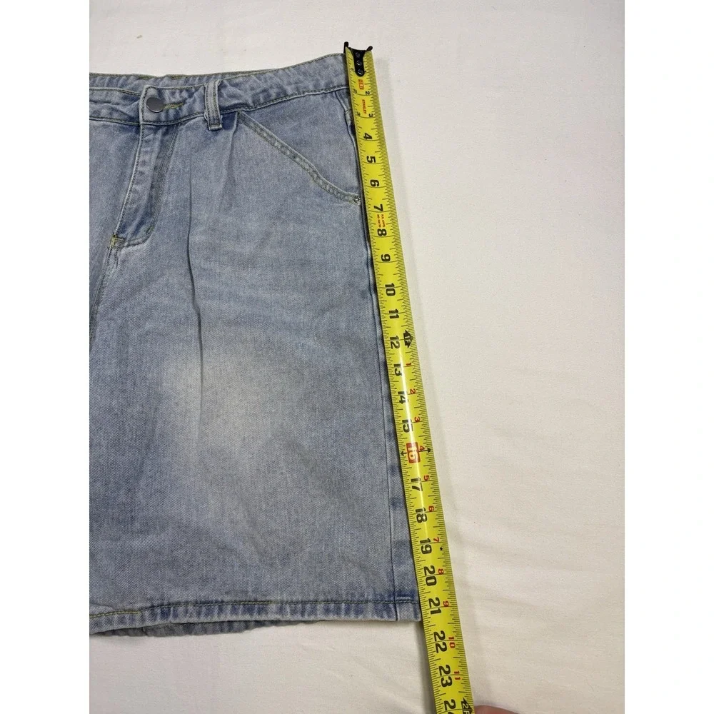 Aelfric Eden Baggy Denim Jorts Size 30 Light Wash Pleated Streetwear Skater Sho